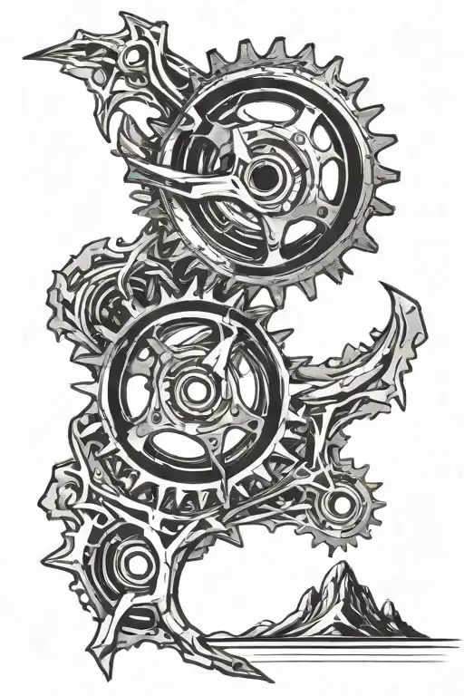 Chainring And Mountain Silhouette