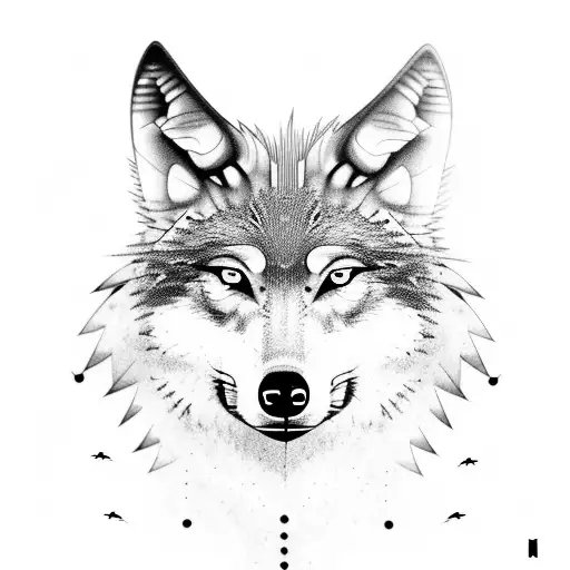 Wolf With Hummingbirds With Time