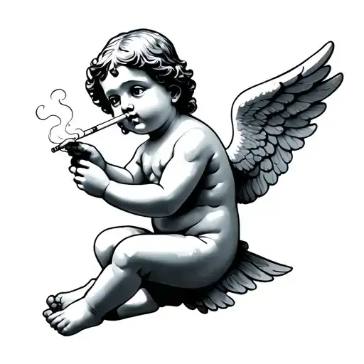 Cherub Angel Smoking A Cigarette