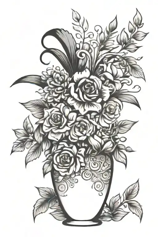 Abstract Vase With Flowers