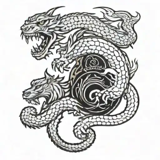 A Usmc Emblem With A Dragon And Tiger Intertwined