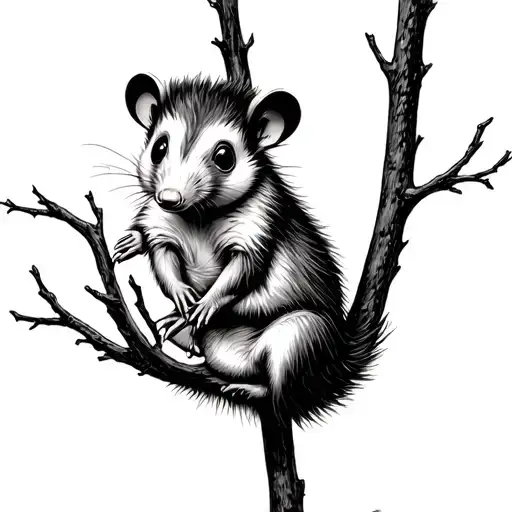 Cute Possum Hanging In A Tree