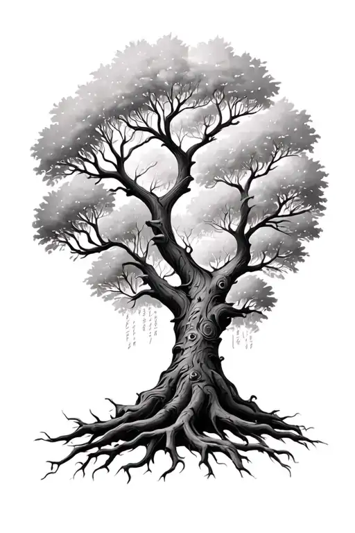 Family Tree With Names Craved Into It