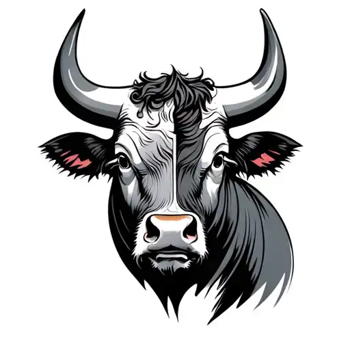 Bull With Half Face