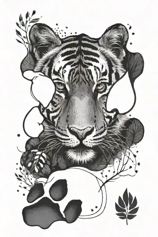 A Minimalist Design Of A Tiger Paw Print With A Nature Background