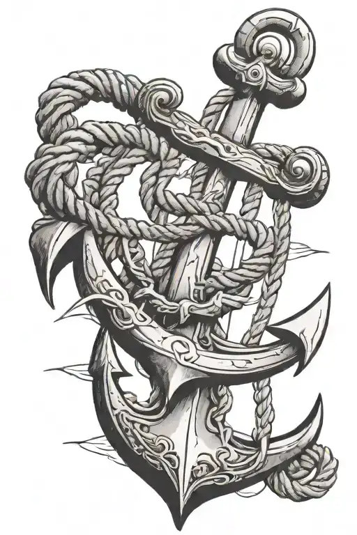 Anchor With Rope And Room For Text
