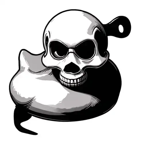 Rubber Duck Wearing A Skull As A Mask