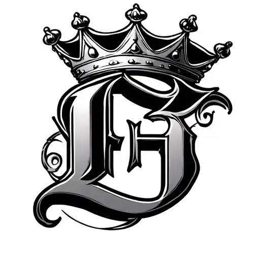 Capital Letter G Fancy Font With A Crown Tilted On The Top
