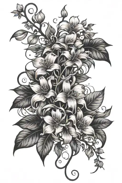 Super Long Lilac Flowers With Vines On Hip