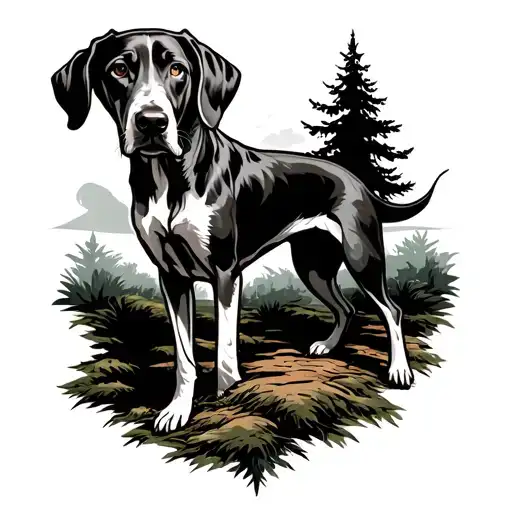 Trees And German Shorthair Pointer