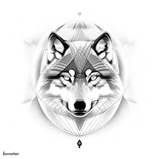 Sacred Geometry Incorporating A Wolf