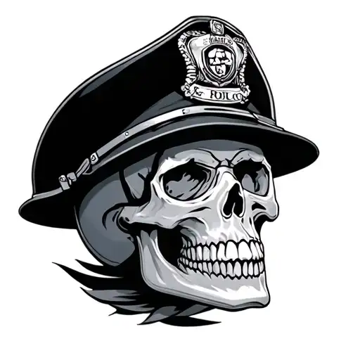 Skull English Police Helmet Holding