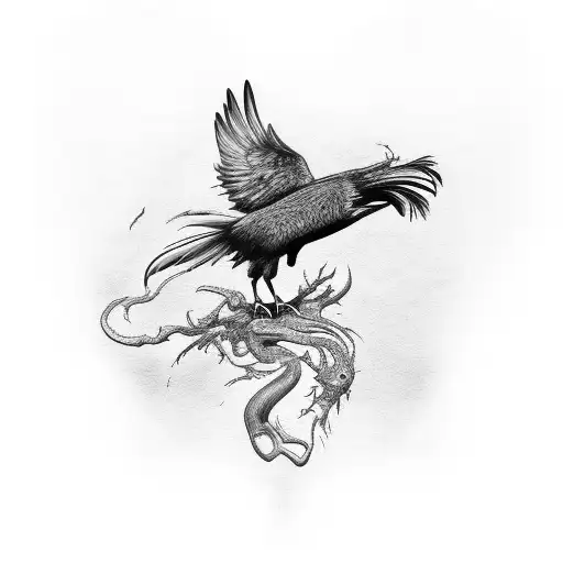 A Fiery Crow Playing A Guitar