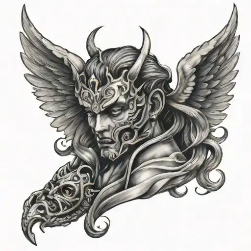 Angel Removing Demon Mask