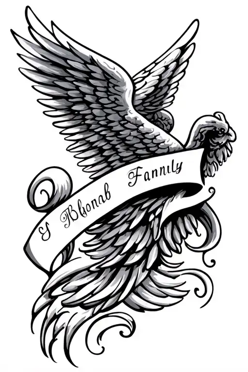 Family Name With Angel Wings