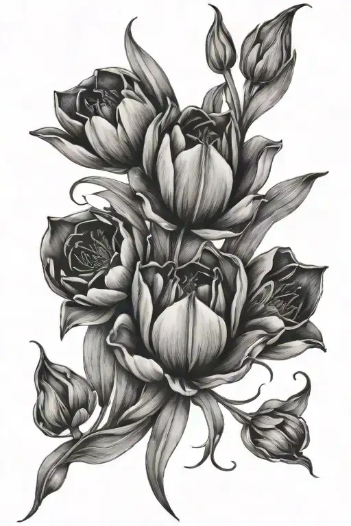 Super Long Tulip Flowers On Hip