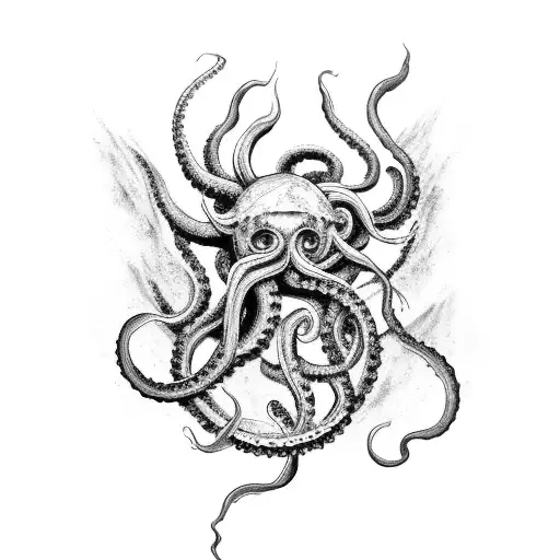 Kraken Reaching Out Of The Water And Crushing A Biplane