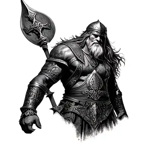 Norse Mythology And Viking Warrior Full Body