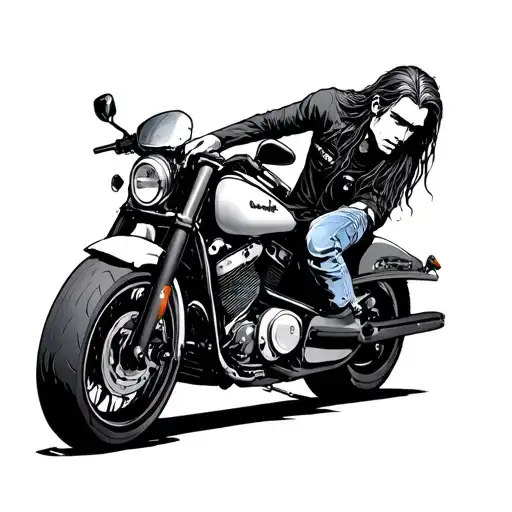 Guy With Long Hair On Motorcycle