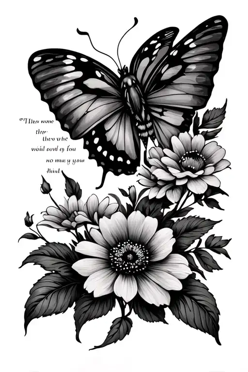 Butter Fly With Flowers And A Bible Verse