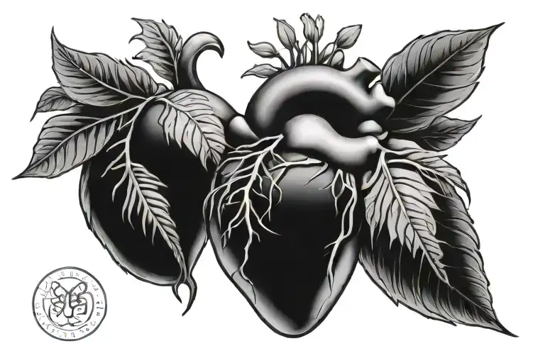 Realistic Heart With Plant Filler Background