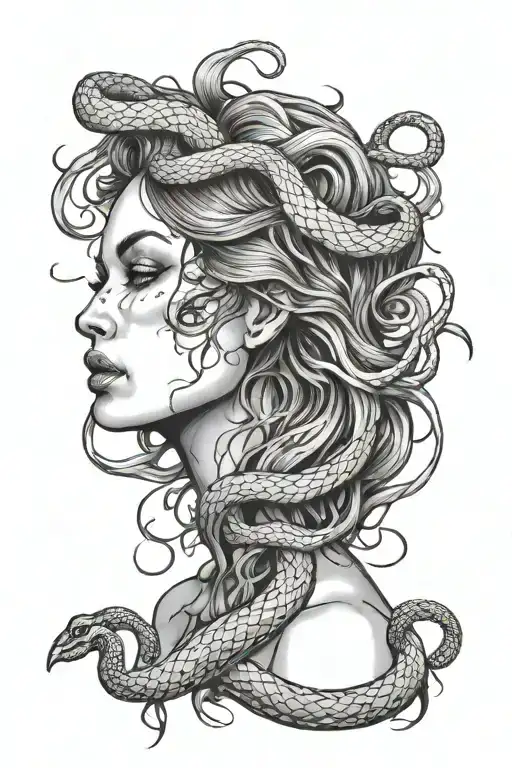 Half Decaying Women Face And Snake Slithering