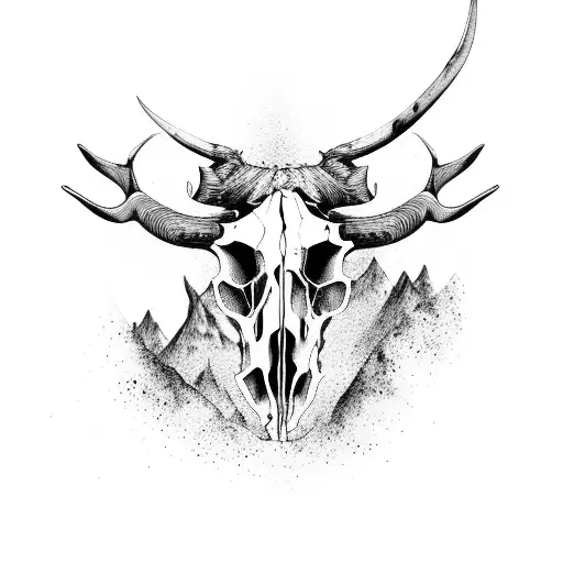 Cow Skull Mountains Forest Sleeve