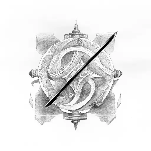 Sword Made By Words God At The Base And The Word Faith In Many Languages At The Blade