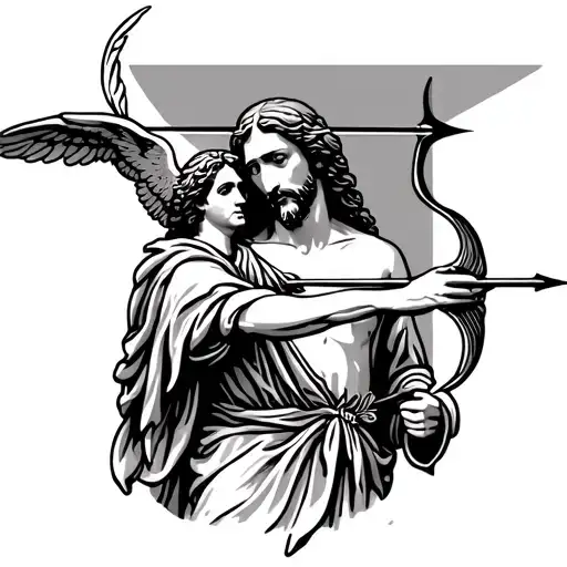 Jesus And Cupid Shooting Arrow