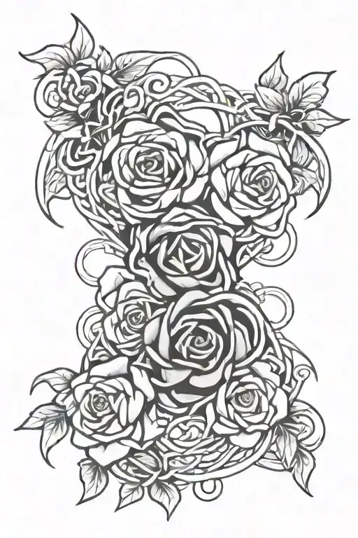 Celtic Motherhood Knot Growing Out Of Roses Intertwined
