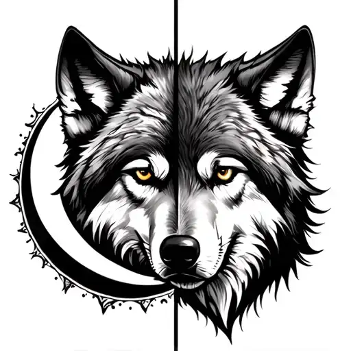 Half A Wolf With A Moon
