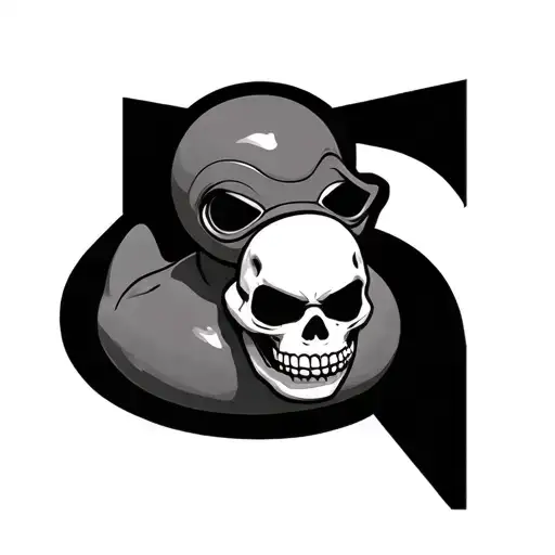 Rubber Duck Wearing A Skull As A Mask