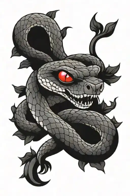Snake With Red And A Moon