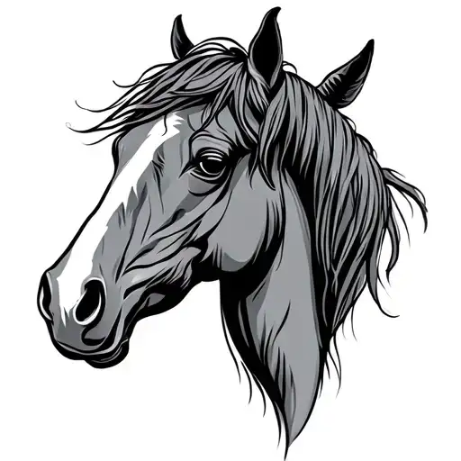 Western Horse Head Linework