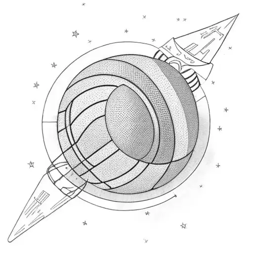 A Celestial Volleyball Match In Outer Space