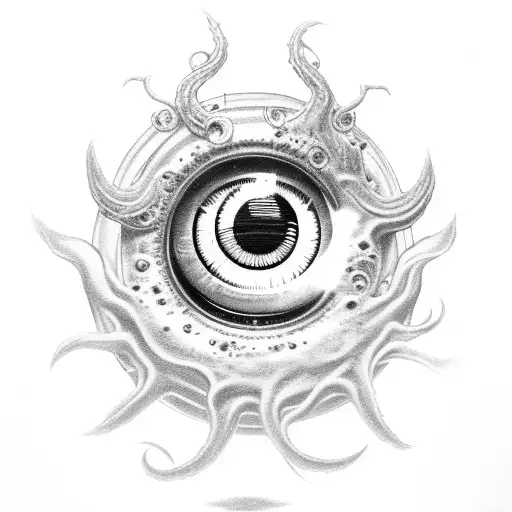 Eye Ball Creepy Dark Monster Tentacles Teeth