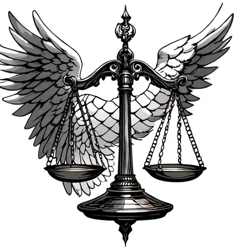 The Combination Of Scales Of Justice And Wings Of An Angel