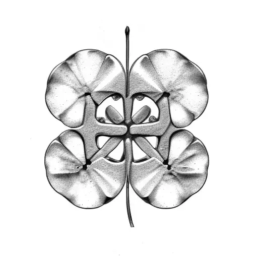 Back And Gray Style With Green 4 Leaf Clover