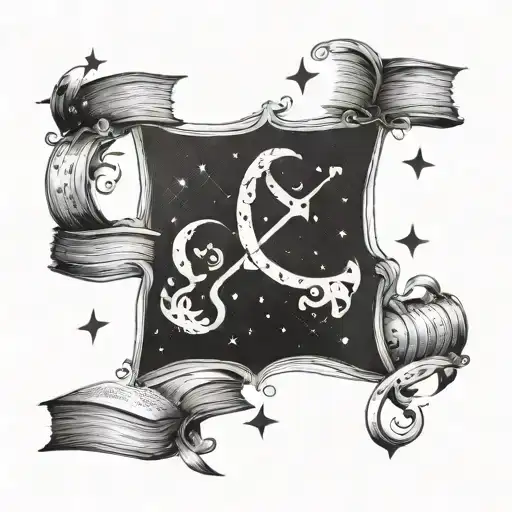 A Pisces Constellation Made Of Books And Magic Symbols