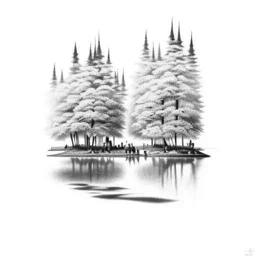 A Black And Grey Tattoo Of Eastwood Lake Park