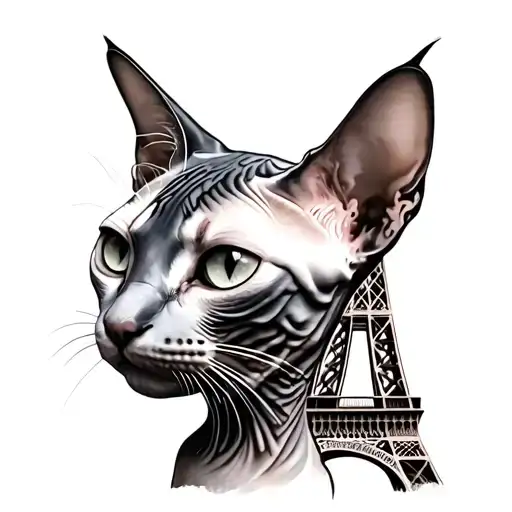 Hairless Cat Eiffel Tower