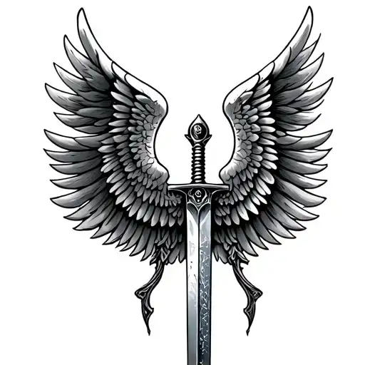 Wings Spinal With Dagger Down The Spine