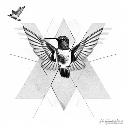 Hummingbird In Palm Leaves