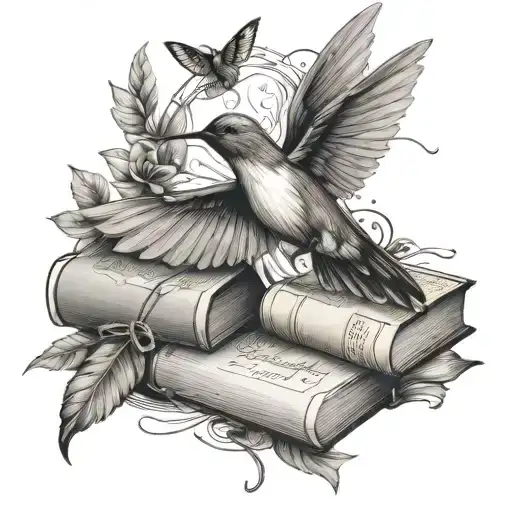 Humming Bird With Books