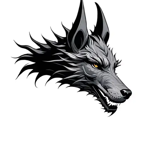 Dragon And Wolf Head