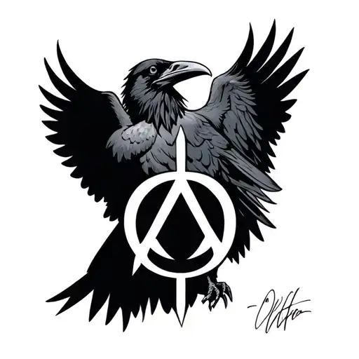 Raven With Alpha Omega Symbol