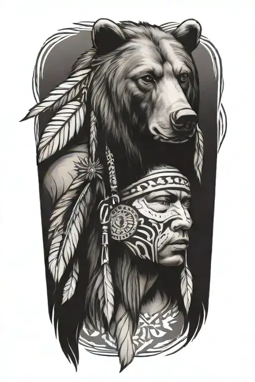 Native American With Bear