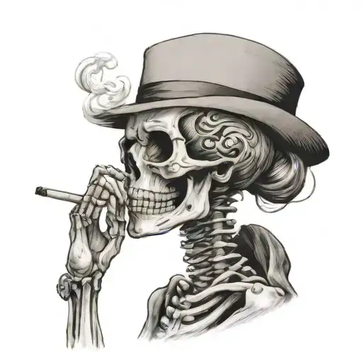 Girl Skeleton Smoking