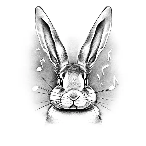 An Open Book With Musical Notes Flowing Out And Forming A Bunny Silhouette