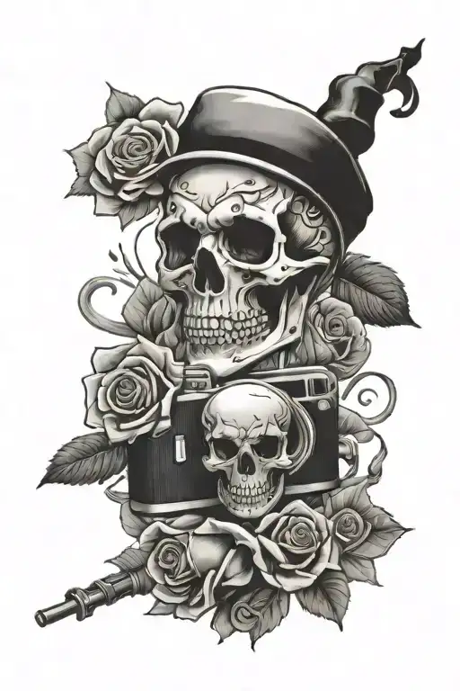 Skull Roses And Camera